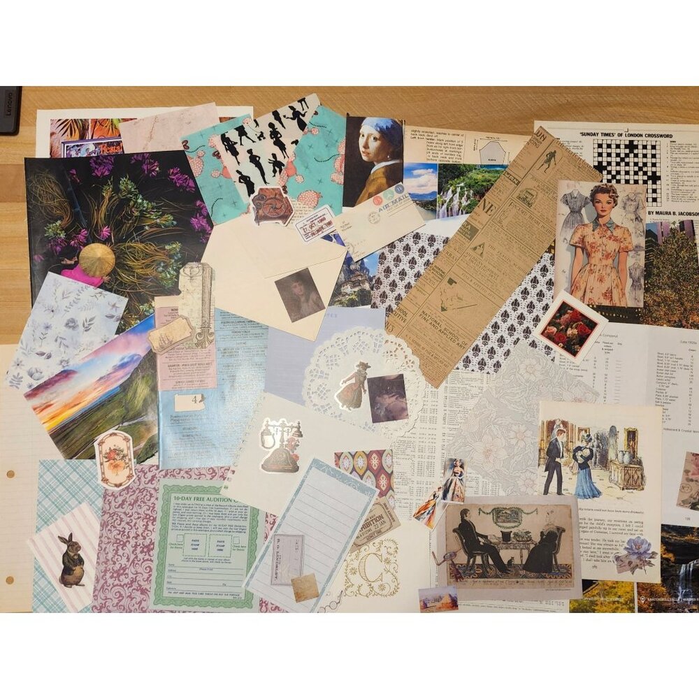 70 + Piece Ephemera Lot Junk Journal Kit Scrapbooking Paper Supplies Mixed Bundl